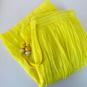 Lemon Yellow Beaded Drawstring Skirt